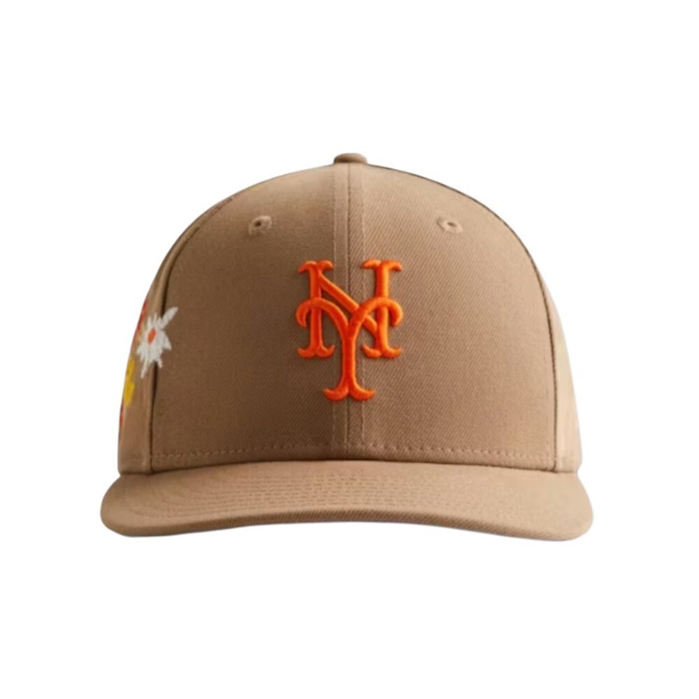 NEW Kith & New Era NY Yankees Hat Floral 59FIFTY Tan Orange Low Profile 7 1/2